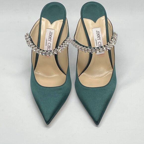 Jimmy Choo Bing 100 Satin Mules With Crystal Strap size 40.5 - Picture 6 of 16